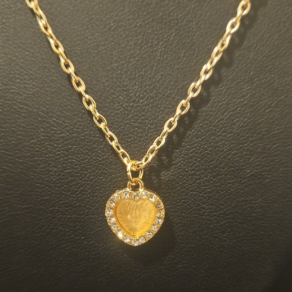 Elegant Gold Heart Pendant Necklace (2 Available)